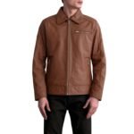 LAVENDARD MATTE BROWN LEATHER BIKER JACKET