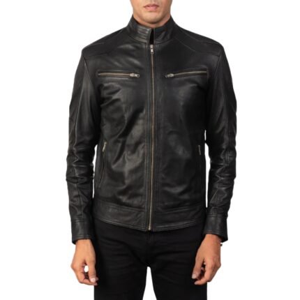 MACK BLACK LEATHER BIKER JACKET