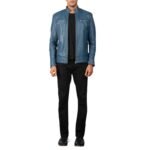 MACK BLUE LEATHER BIKER JACKET