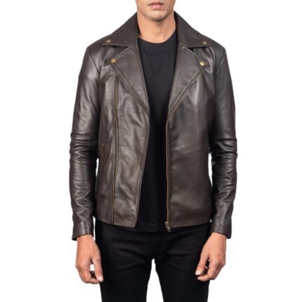 NOAH BROWN LEATHER BIKER JACKET