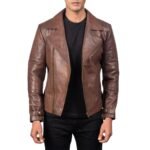 RAIDEN BROWN LEATHER BIKER JACKET