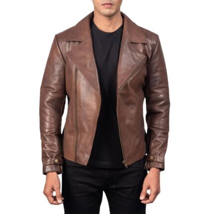RAIDEN BROWN LEATHER BIKER JACKET