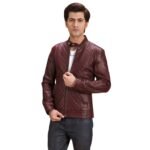 RUMANO JAE MAROON LEATHER BIKER JACKET