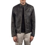 RUSTIC BROWN LEATHER BIKER JACKET