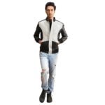 SPADE SILVER BLACK LEATHER BOMBER JACKET