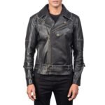 VINCENT BLACK LEATHER BIKER JACKET