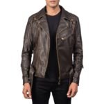 VINCENT BROWN LEATHER BIKER JACKET
