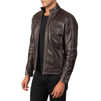 YOUNGSTER BROWN LEATHER BIKER JACKET
