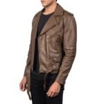 ALLARIC ALLEY MOCHA LEATHER BIKER JACKET