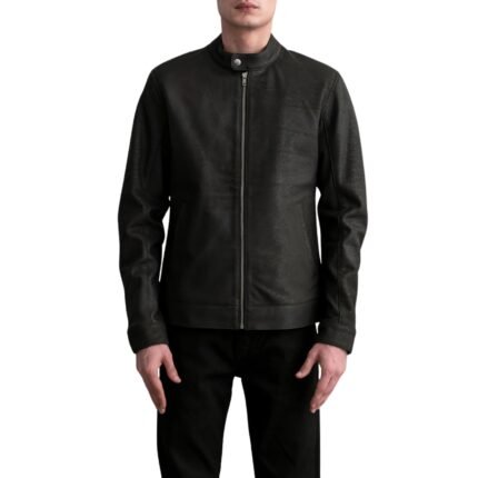 ZEN TUMBLED BROWN LEATHER BIKER JACKET