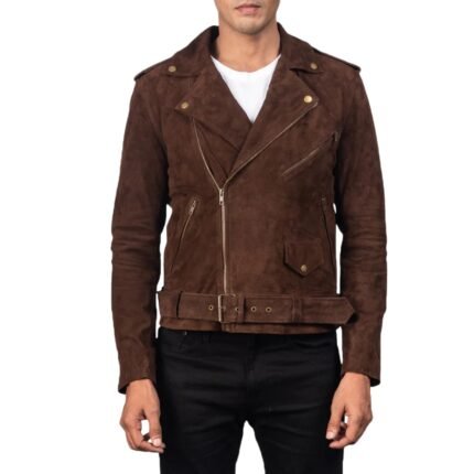 ALLARIC ALLEY MOCHA SUEDE BIKER JACKET