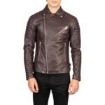 ARMAND MAROON LEATHER BIKER JACKET