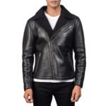 ALBERTO SHEARLING BLACK LEATHER JACKET