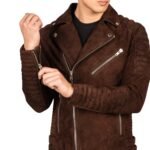 ARMAND MOCHA SUEDE BIKER JACKET