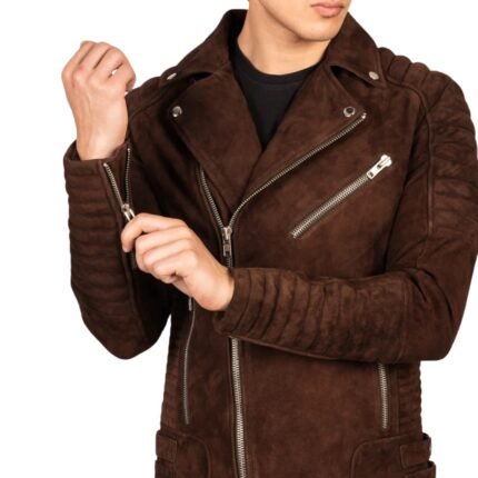 ARMAND MOCHA SUEDE BIKER JACKET