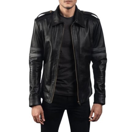 ARMSTRONG BLACK LEATHER BIKER JACKET