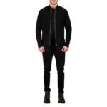 CHARCOAL BLACK SUEDE BIKER JACKET