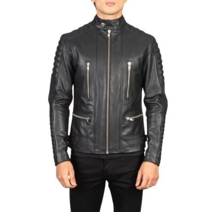 DAMIAN BLACK LEATHER BIKER JACKET