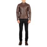 DAMIAN BROWN LEATHER BIKER JACKET