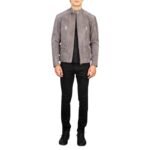 DAMIAN GREY SUEDE BIKER JACKET