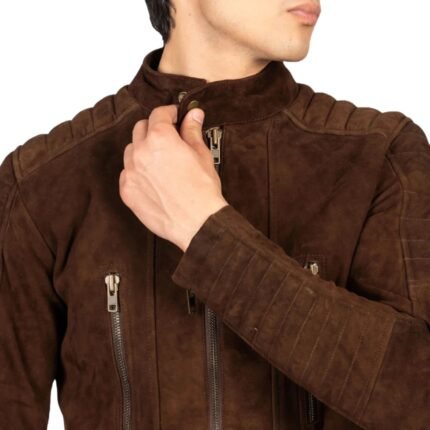 DAMIAN MOCHA SUEDE BIKER JACKET