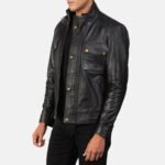 DARREN BLACK LEATHER BIKER JACKET