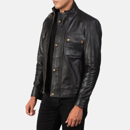 DARREN BLACK LEATHER BIKER JACKET