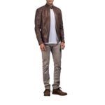 DEAN BROWN LEATHER BIKER JACKET