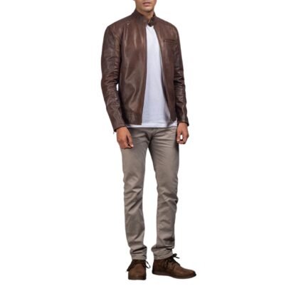 DEAN BROWN LEATHER BIKER JACKET