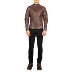 FAISOR BROWN LEATHER BIKER JACKET