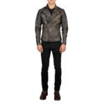 FAISOR DISTRESSED BROWN LEATHER BIKER JACKET