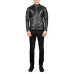 FERNANDO QUILTED BLACK LEATHER BIKER JACKET