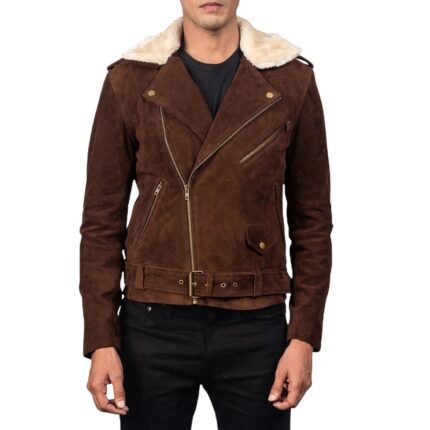 FURTON MOCHA SUEDE BIKER JACKET