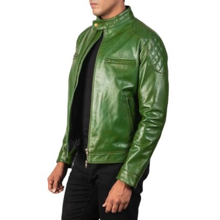 GATSBY GREEN LEATHER BIKER JACKET
