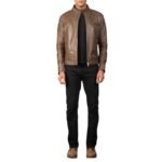 GATSBY MOCHA LEATHER BIKER JACKET