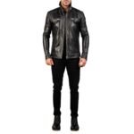 HUDSON BLACK LEATHER BIKER JACKET