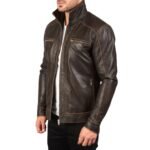 HUDSON BROWN LEATHER BIKER JACKET