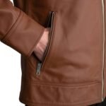 LAVENDARD MATTE BROWN LEATHER BIKER JACKET