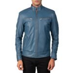 MACK BLUE LEATHER BIKER JACKET