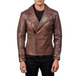 RAIDEN BROWN LEATHER BIKER JACKET