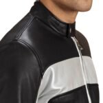 RANDOLF SILVER BLACK LEATHER BIKER JACKET