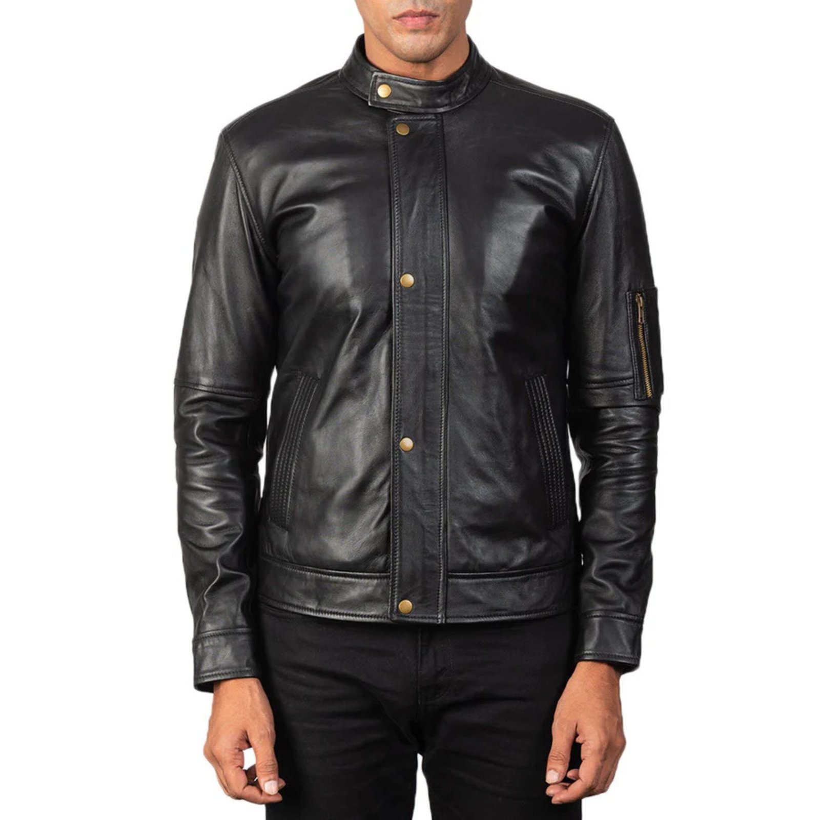 3 TEA HOUSE BLACK LEATHER BIKER JACKET