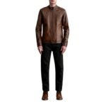 ZEN DISTRESSED BROWN LEATHER BIKER JACKET