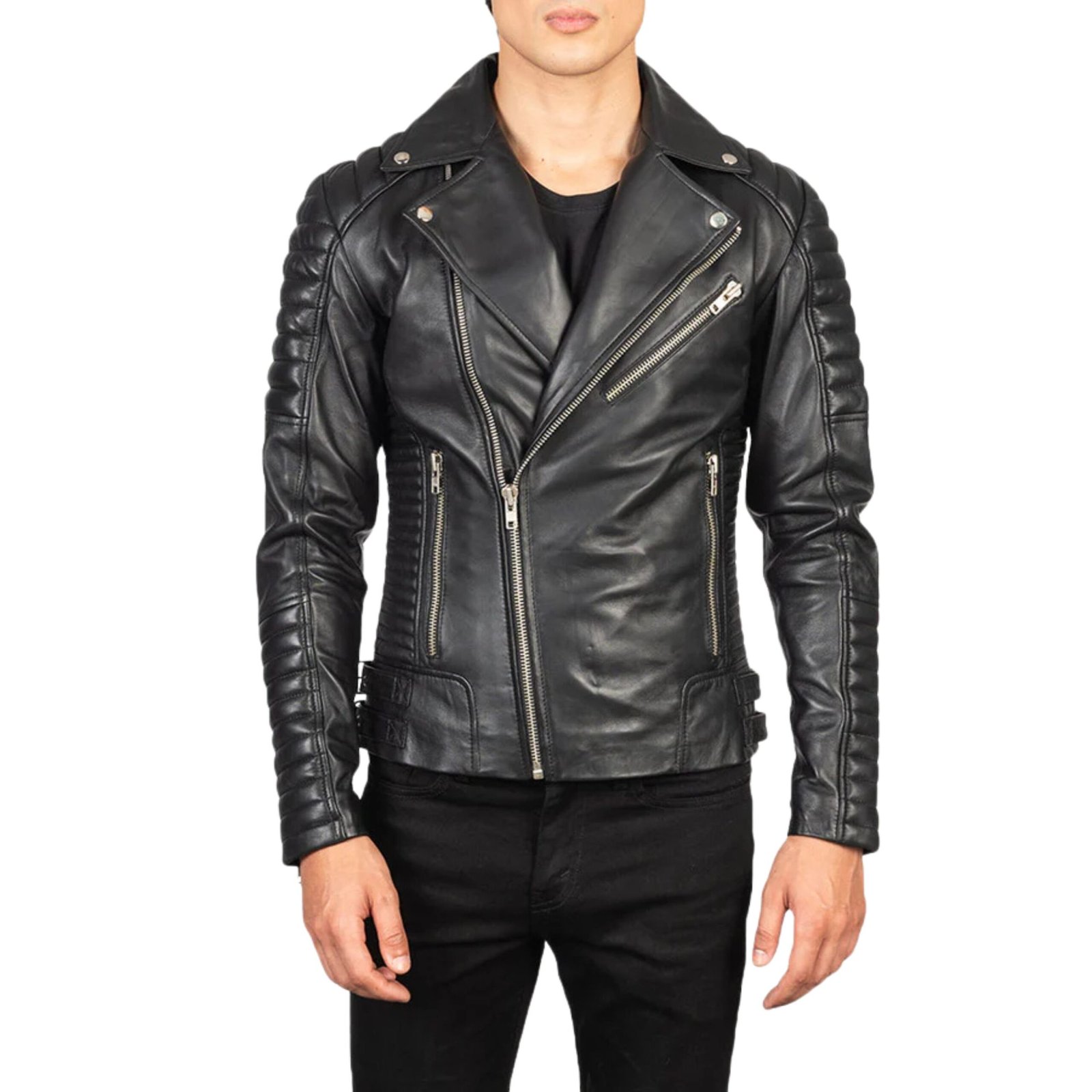 3 ARMAND BLACK LEATHER BIKER JACKET