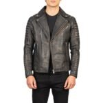 ARMAND DISTRESSED BROWN LEATHER BIKER JACKET