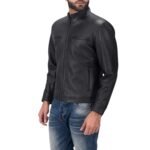 AUSTERE MATTE BLACK LEATHER BIKER JACKET