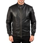 AVAN BLACK LEATHER BOMBER JACKET