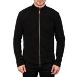 CHARCOAL BLACK SUEDE BIKER JACKET