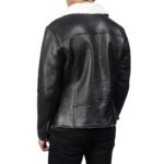ALBERTO WHITE SHEARLING BLACK LEATHER JACKET