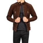 DAMIAN MOCHA SUEDE BIKER JACKET
